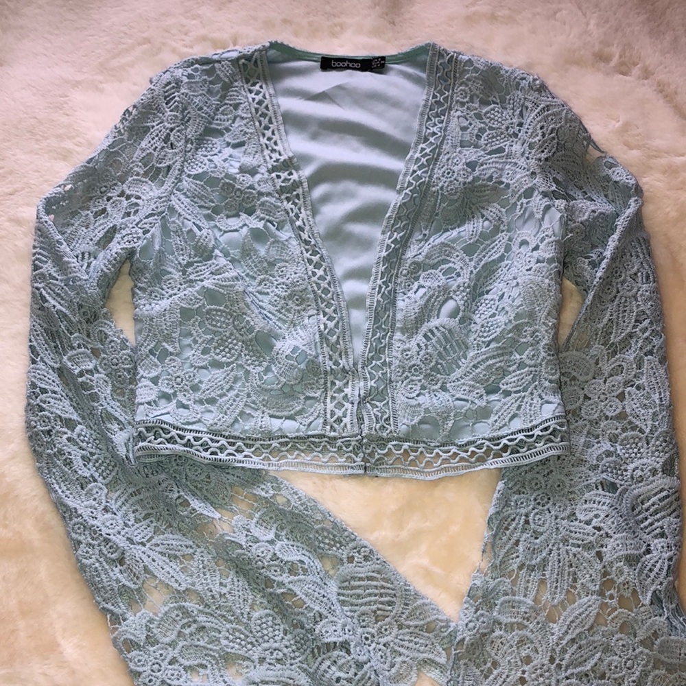 Baby blue crochet crop top